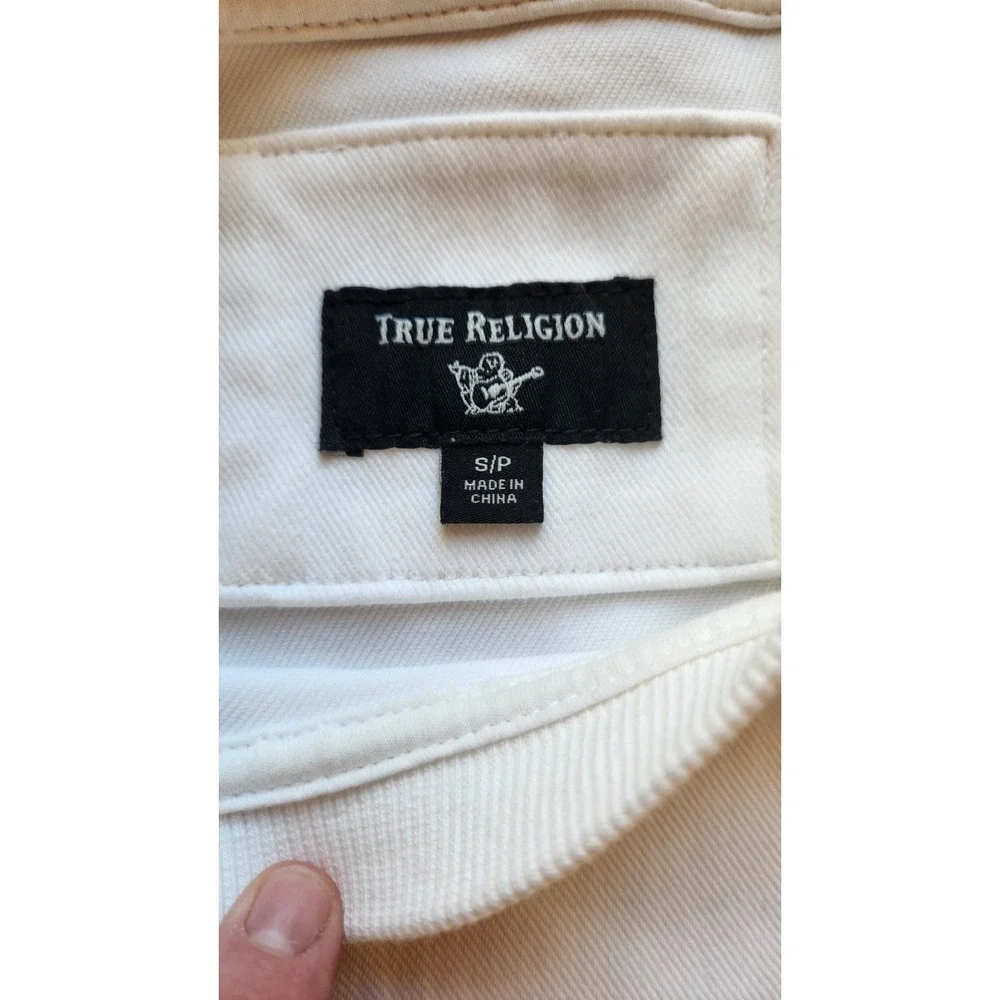 True Religion Men's White Pullover Sweatshirt with Pockets Size S